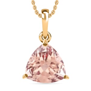 Luxoro AAA Marropino Morganite 1.30 ctw Solitaire Pendant Necklace 20 Inches in 14K Yellow Gold