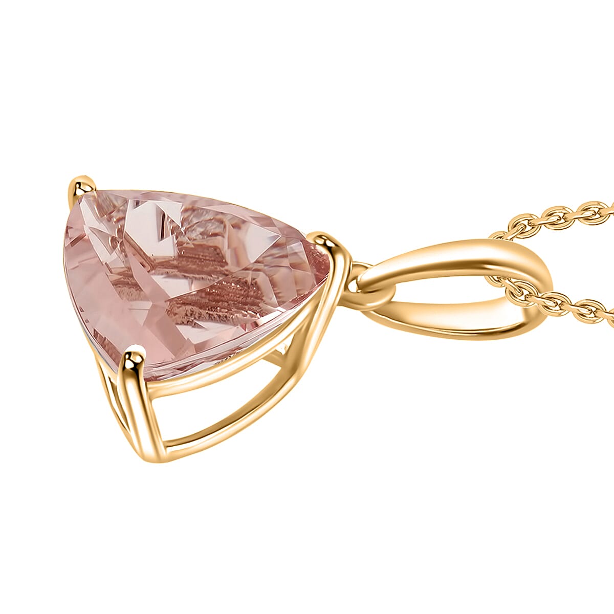 Luxoro AAA Marropino Morganite 1.30 ctw Solitaire Pendant Necklace 20 Inches in 14K Yellow Gold