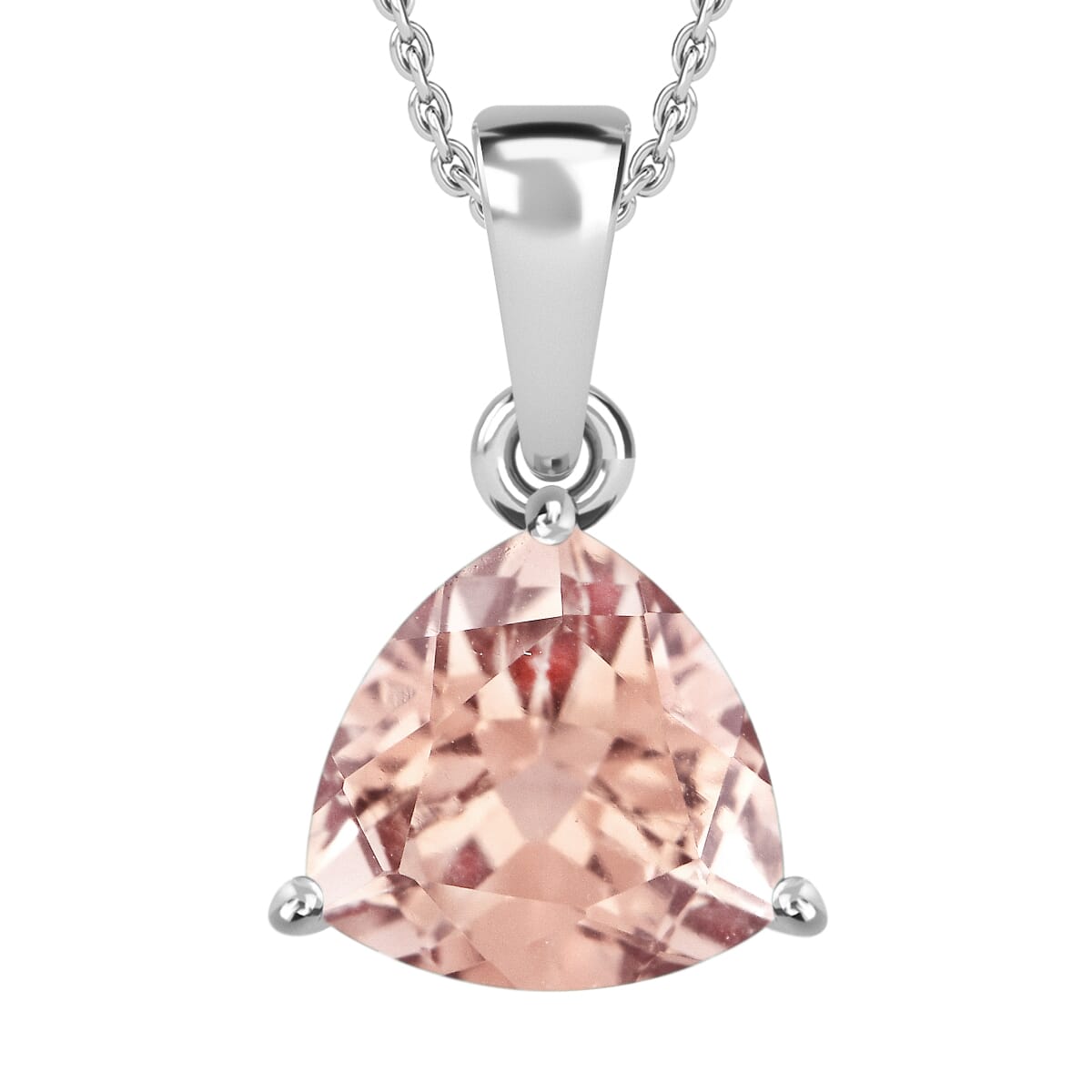 Luxoro 14K White Gold AAA Marropino Morganite Solitaire Pendant Necklace 20 Inches 2.60 ctw image number 0