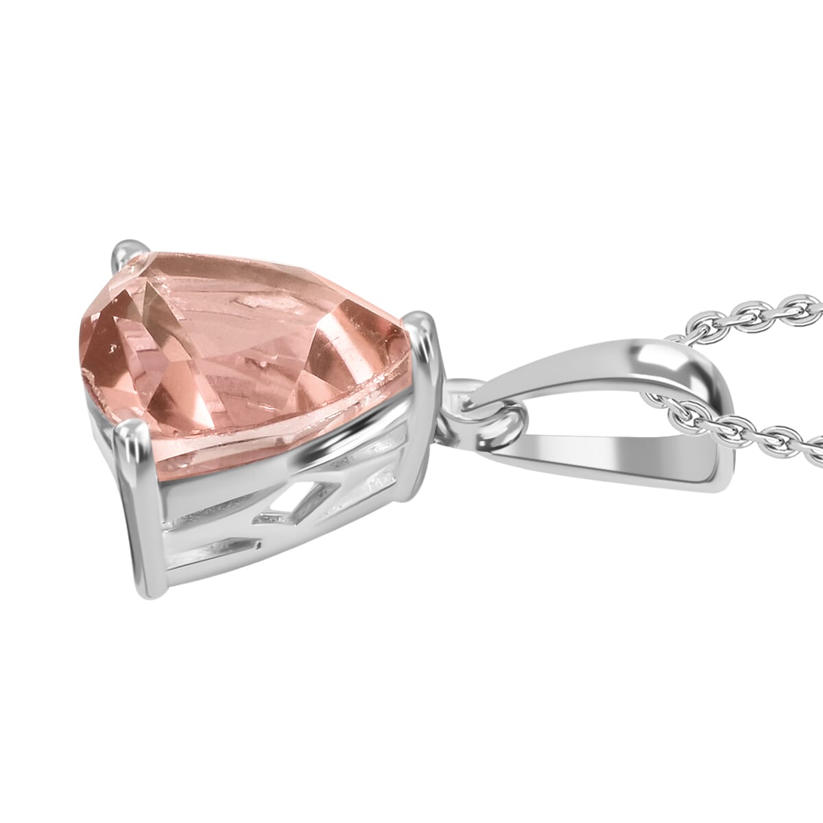 Luxoro 14K White Gold AAA Marropino Morganite Solitaire Pendant Necklace 20 Inches 2.60 ctw image number 2