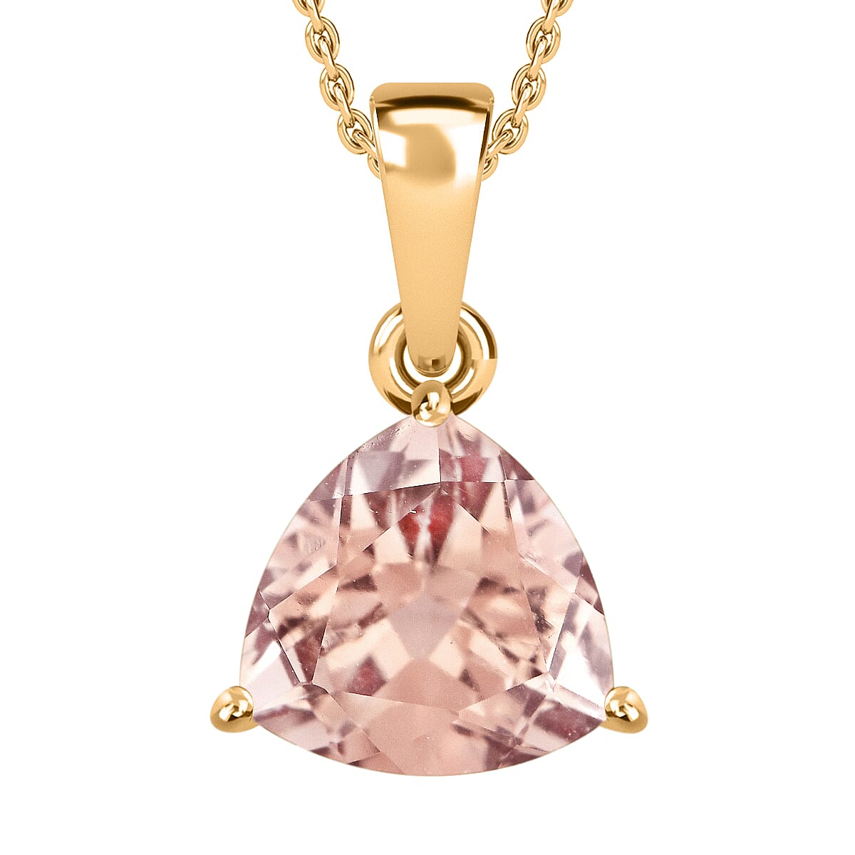 Luxoro 14K Yellow Gold AAA Marropino Morganite Solitaire Pendant Necklace 20 Inches 2.60 ctw image number 0