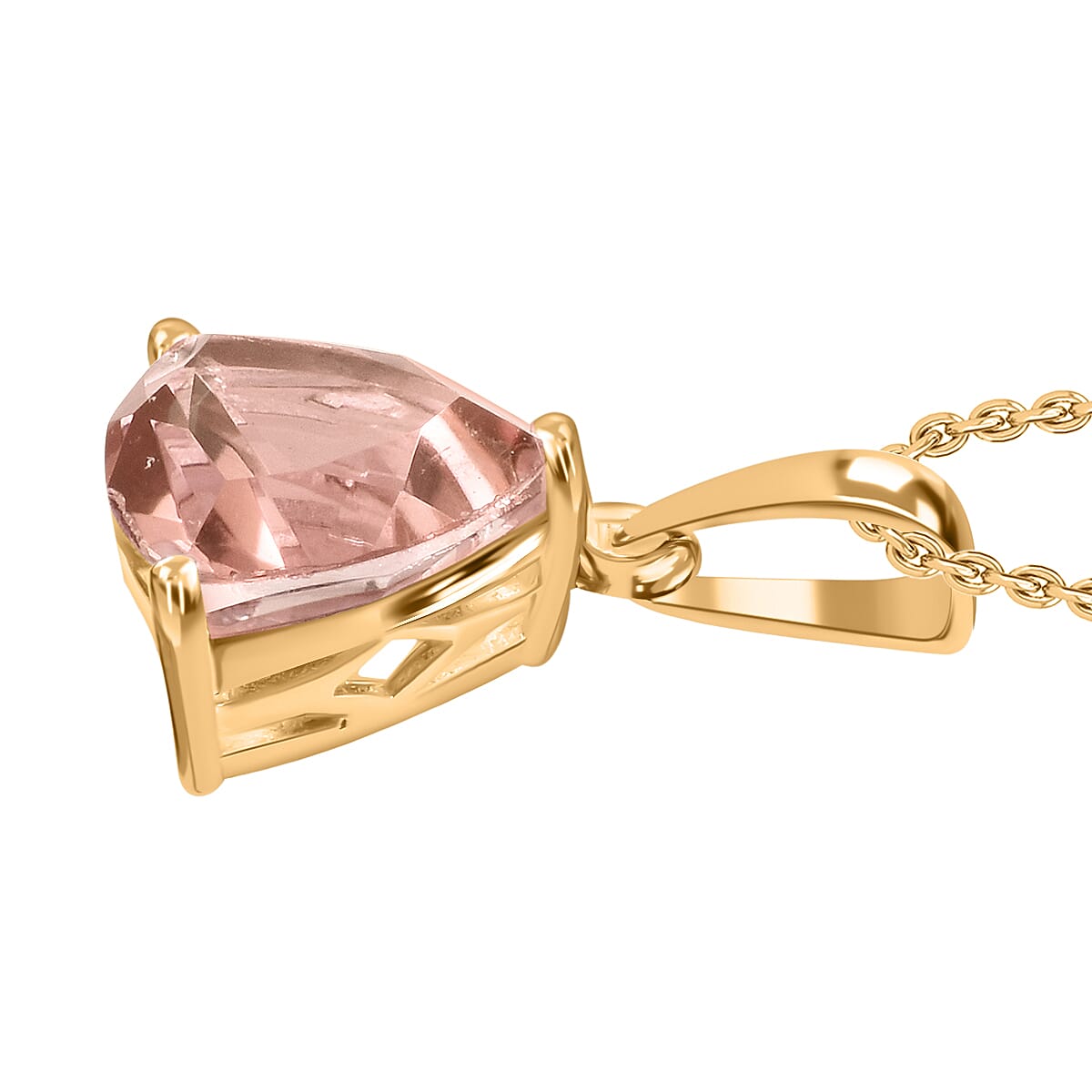 Luxoro 14K Yellow Gold AAA Marropino Morganite Solitaire Pendant Necklace 20 Inches 2.60 ctw image number 2