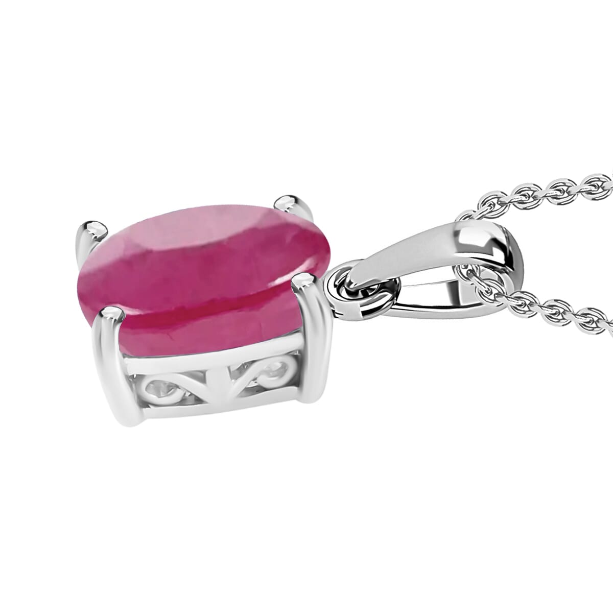 Mozambique Ruby Solitaire Pendant Necklace 20 Inches in Platinum Over Sterling Silver 1.60 ctw image number 2