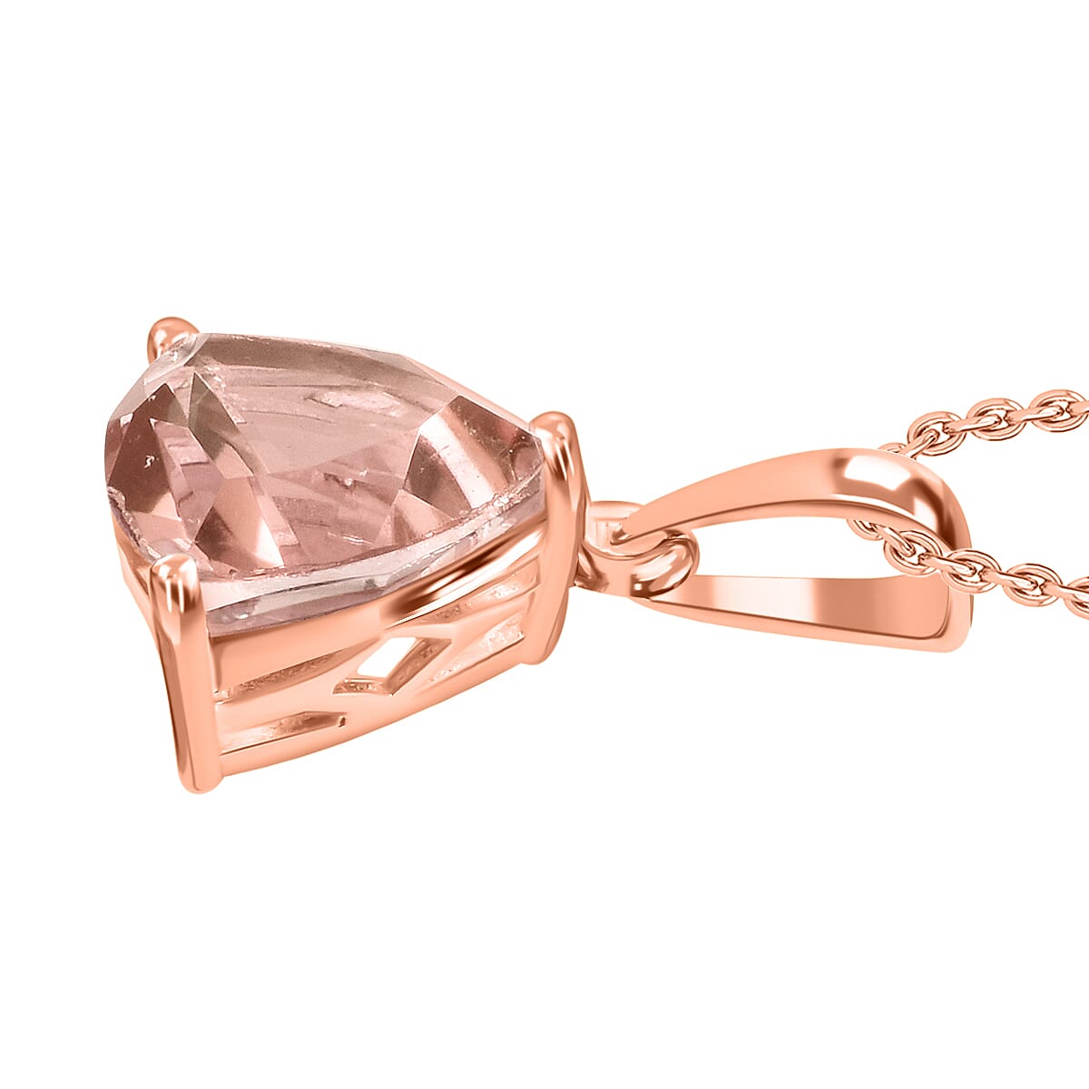 Luxoro 14K Rose Gold AAA Marropino Morganite Solitaire Pendant Necklace 20 Inches 2.60 ctw image number 2