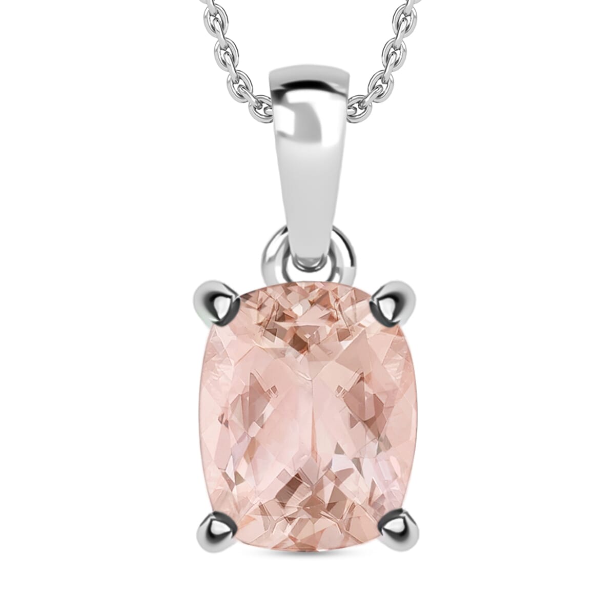 Marropino Morganite 2.85 ctw Solitaire Pendant Necklace 20 Inches in Platinum Over Sterling Silver image number 0