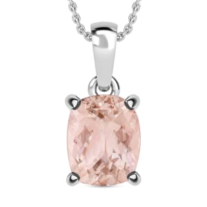 Marropino Morganite 2.85 ctw Solitaire Pendant Necklace 20 Inches in Platinum Over Sterling Silver