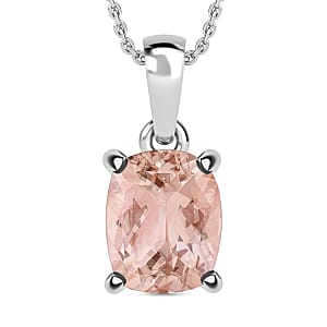 Luxoro AAA Marropino Morganite 2.85 ctw Solitaire Pendant Necklace 20 Inches in 14K White Gold