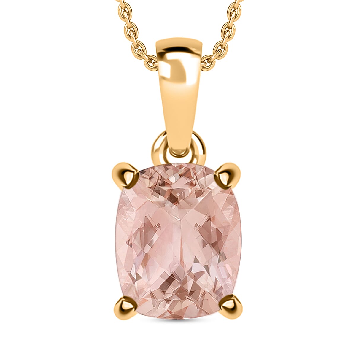Luxoro AAA Marropino Morganite 2.85 ctw Solitaire Pendant Necklace 20 Inches in 14K Yellow Gold image number 0
