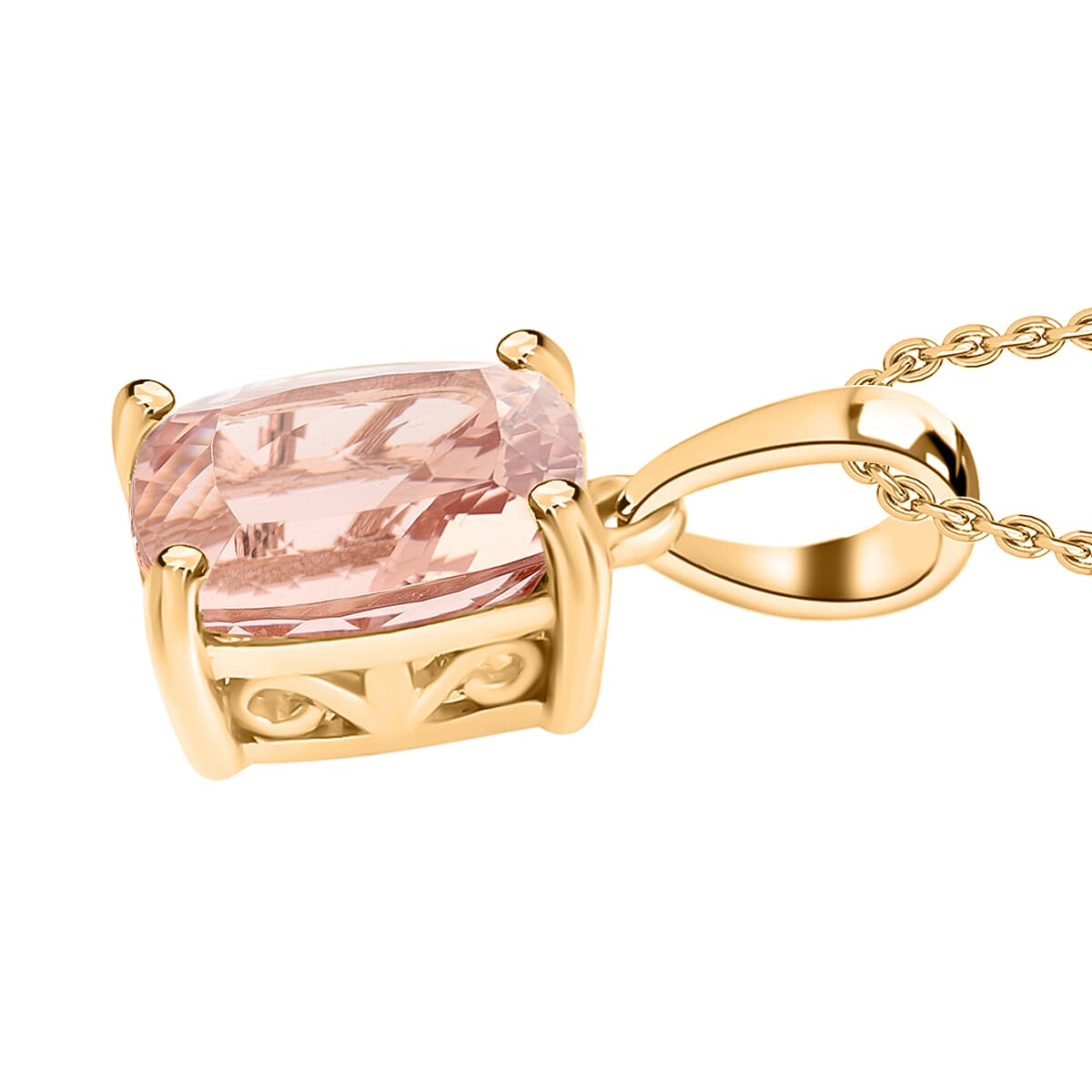 Luxoro AAA Marropino Morganite 2.85 ctw Solitaire Pendant Necklace 20 Inches in 14K Yellow Gold image number 2