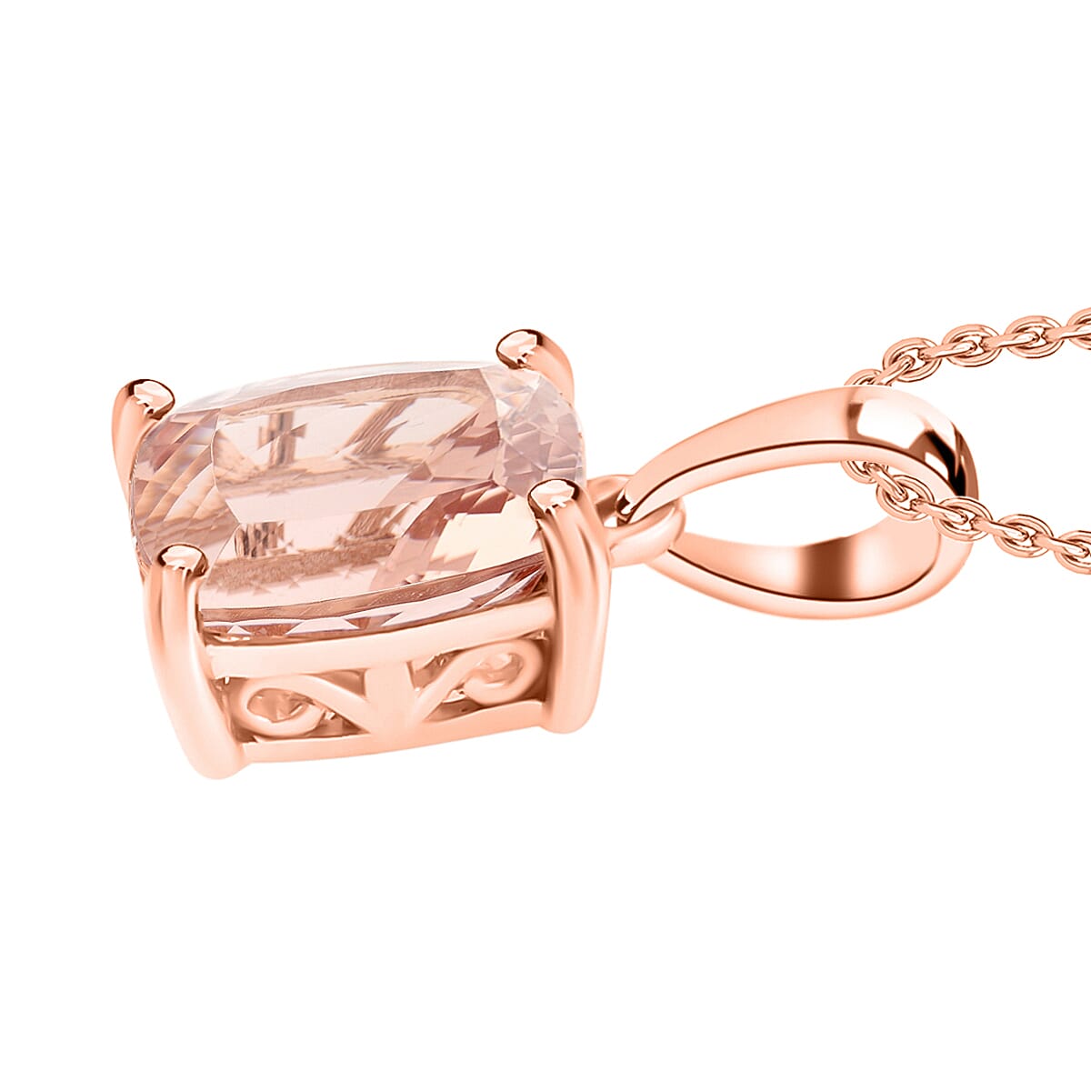 Luxoro AAA Marropino Morganite 2.85 ctw Solitaire Pendant Necklace 20 Inches in 14K Rose Gold image number 2