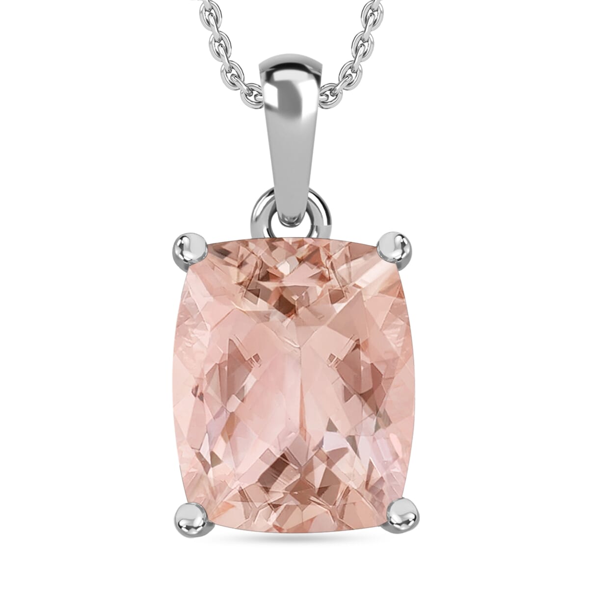 Luxoro 14K White Gold AAA Marropino Morganite Solitaire Pendant Necklace 20 Inches 4.95 ctw image number 0