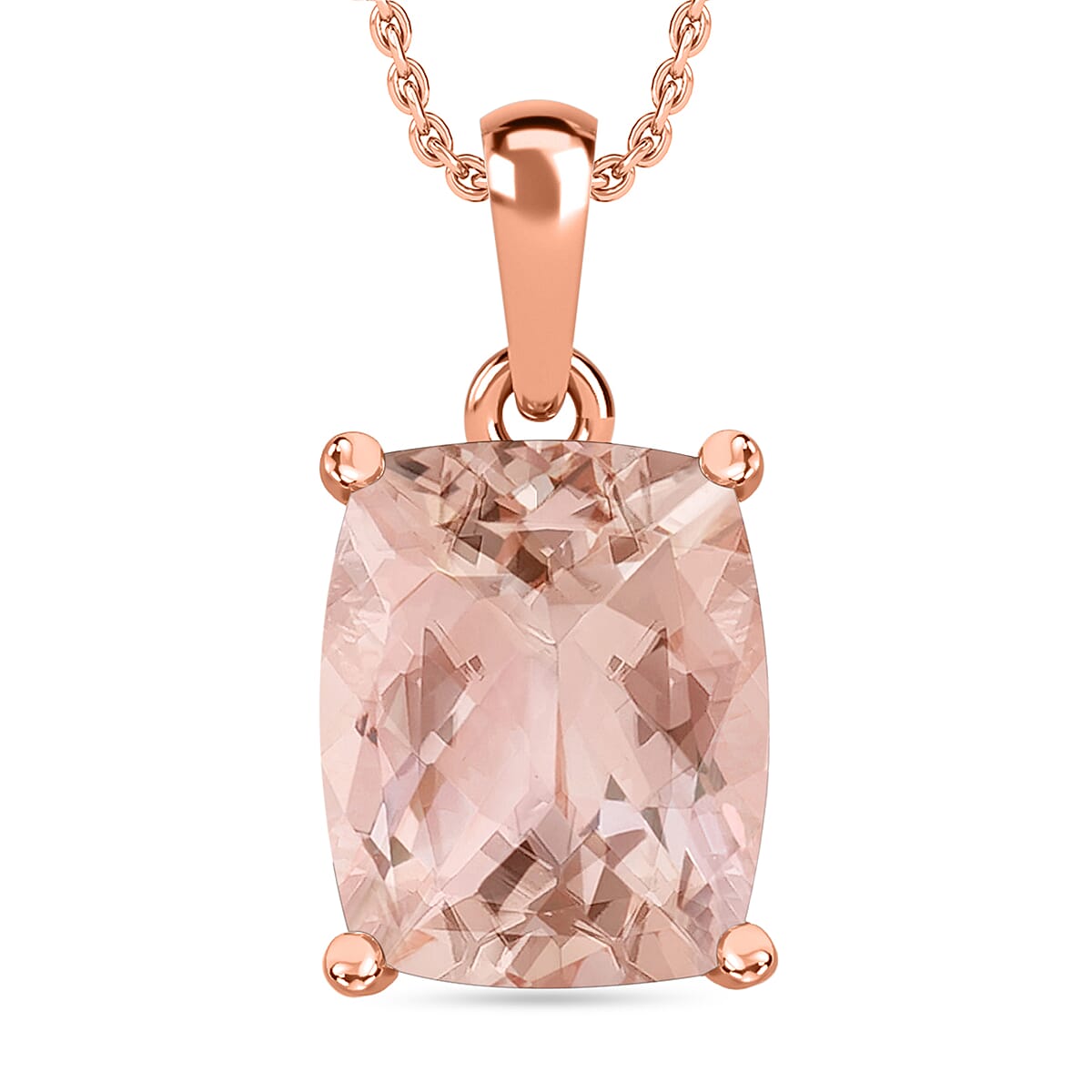 Luxoro 14K Rose Gold AAA Marropino Morganite Solitaire Pendant Necklace 20 Inches 4.95 ctw image number 0