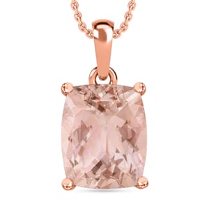 AAA Marropino Morganite 4.95 ctw Solitaire Pendant Necklace 20 Inches in Vermeil Rose Gold Over Sterling Silver