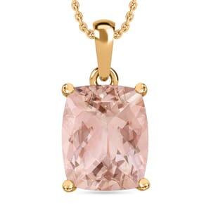 AAA Marropino Morganite 4.95 ctw Solitaire Pendant Necklace 20 Inches in Vermeil Yellow Gold Over Sterling Silver