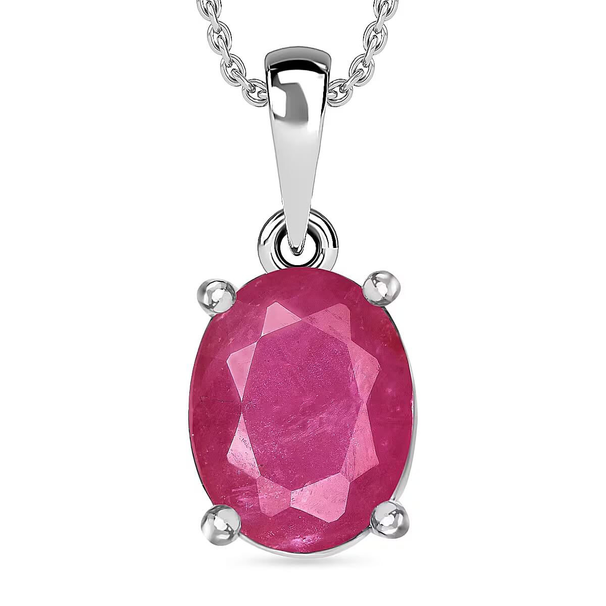 Luxoro Premium Mozambique Ruby 2.40 ctw Solitaire Pendant Necklace in 14K White Gold 20 Inches image number 0