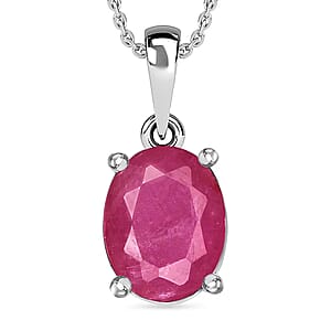 Luxoro Premium Mozambique Ruby 2.40 ctw Solitaire Pendant Necklace in 14K White Gold 20 Inches