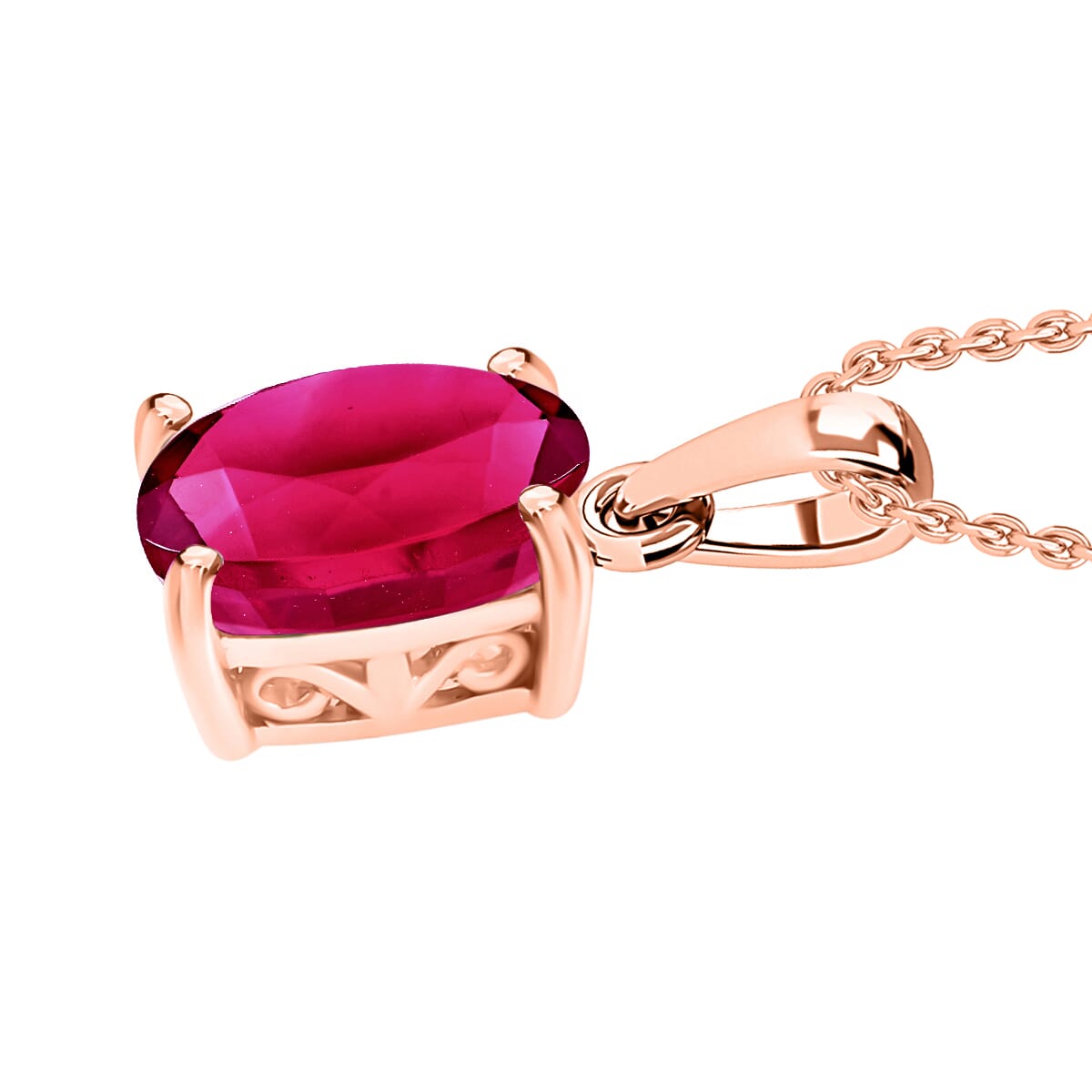 Luxoro Premium Ouro Fino Rubellite 1.30 ctw Solitaire Pendant Necklace 20 Inches in 14K Rose Gold image number 2