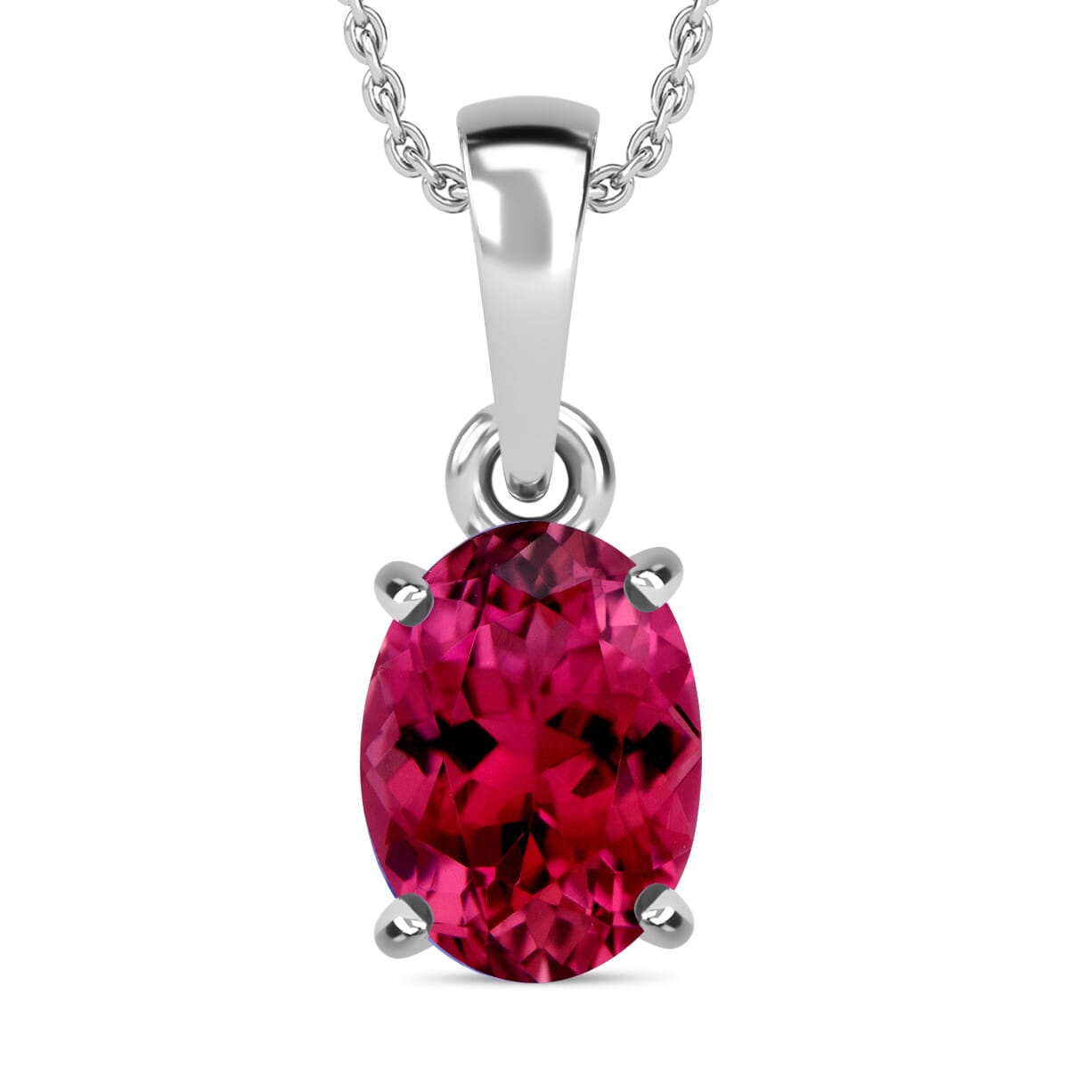 Rhapsody AAAA Ouro Fino Rubellite 1.30 ctw Solitaire Pendant Necklace 20 Inches in 18K White Gold image number 0