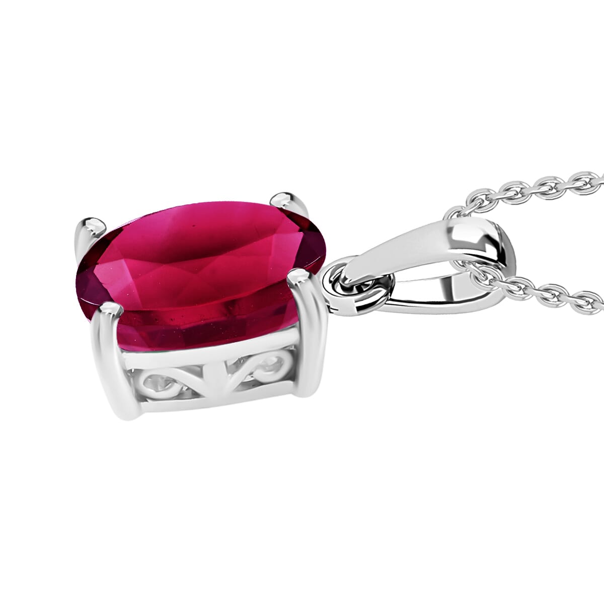Rhapsody AAAA Ouro Fino Rubellite 1.30 ctw Solitaire Pendant Necklace 20 Inches in 18K White Gold image number 2