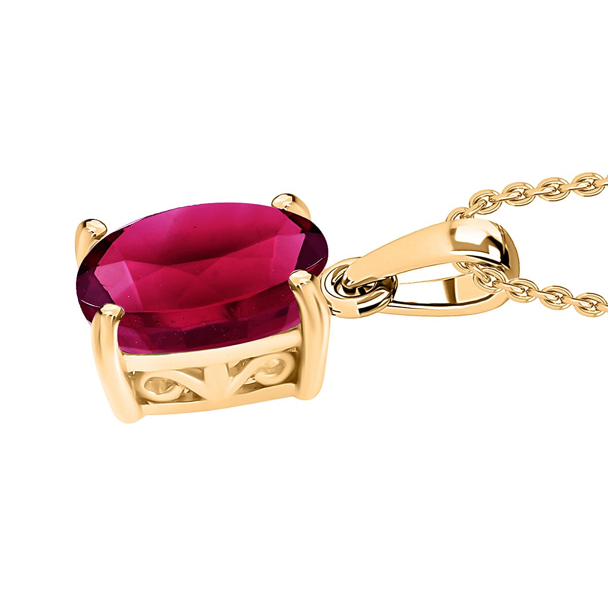 Rhapsody AAAA Ouro Fino Rubellite 1.30 ctw Solitaire Pendant Necklace 20 Inches in 18K Yellow Gold