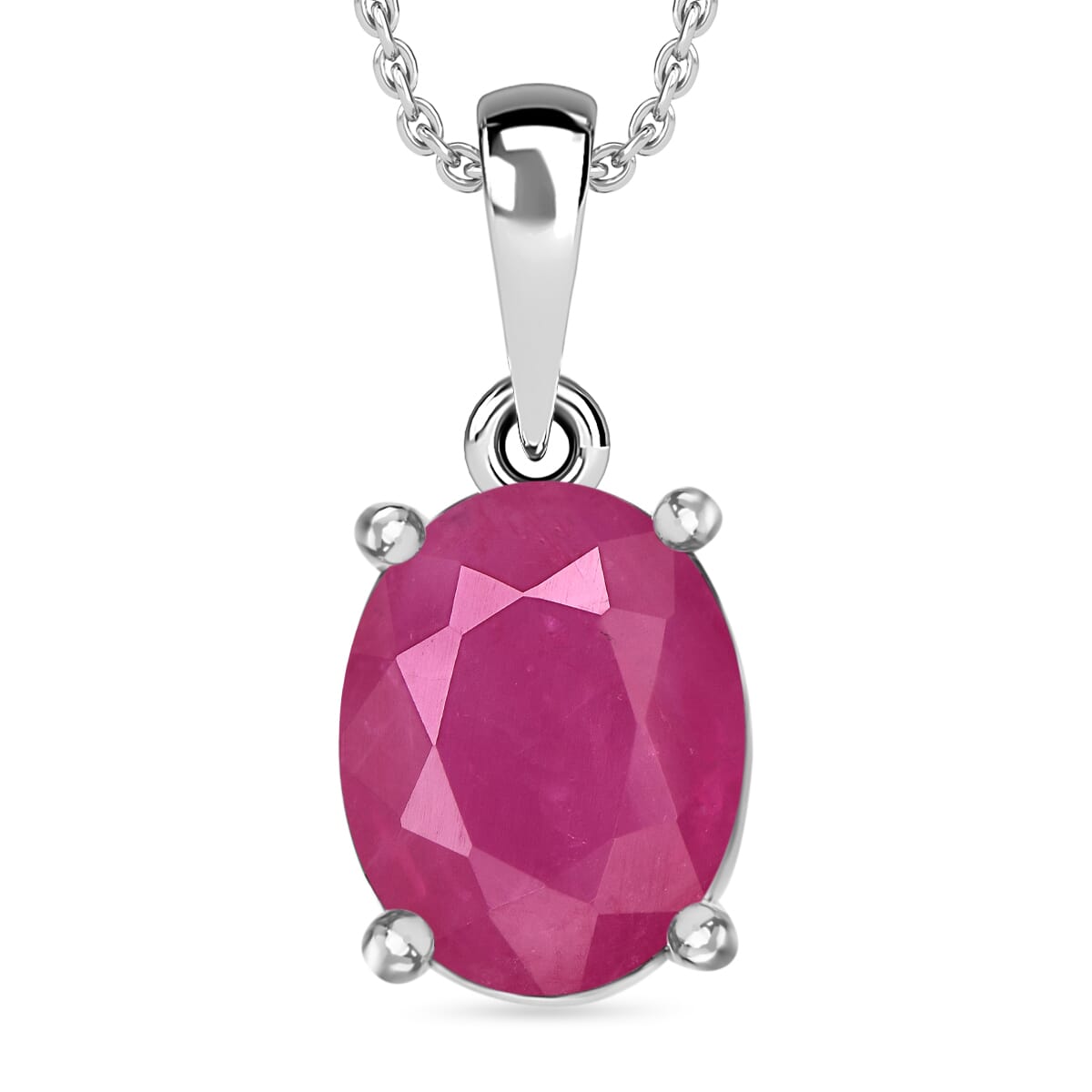 Rhapsody AAAA Mozambique Ruby 2.40 ctw Solitaire Pendant Necklace 20 Inches in 18K White Gold image number 0