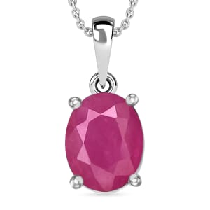 Rhapsody AAAA Mozambique Ruby 2.40 ctw Solitaire Pendant Necklace 20 Inches in 18K White Gold