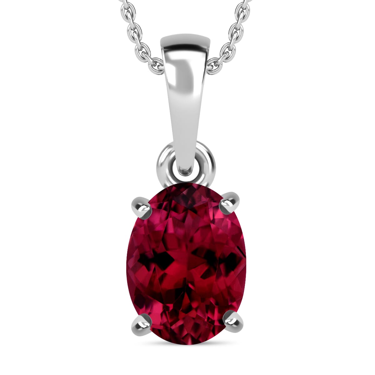 Rhapsody AAAA Ouro Fino Rubellite 1.30 ctw Solitaire Pendant Necklace 20 Inches in 950 Platinum image number 0