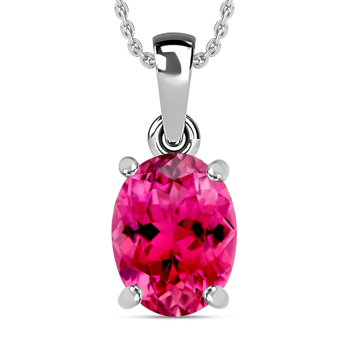 Ouro Fino Rubellite 2.50 ctw Solitaire Pendant Necklace 20 Inches in Platinum Over Sterling Silver image number 0
