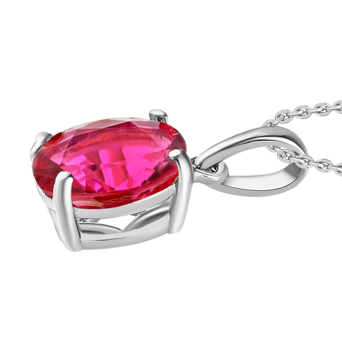 Ouro Fino Rubellite 2.50 ctw Solitaire Pendant Necklace 20 Inches in Platinum Over Sterling Silver image number 2