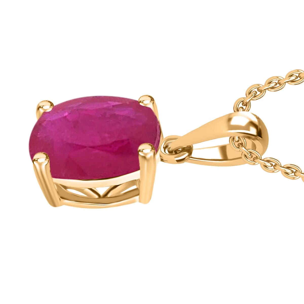 Rhapsody AAAA Mozambique Ruby 2.40 ctw Solitaire Pendant Necklace 20 Inches in 18K Yellow Gold image number 2