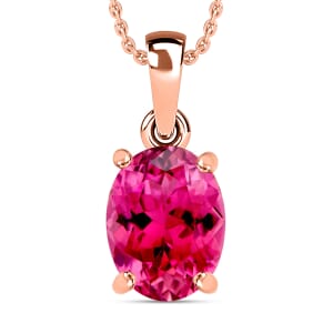 Ouro Fino Rubellite 2.50 ctw Solitaire Pendant Necklace 20 Inches in Vermeil Rose Gold Over Sterling Silver
