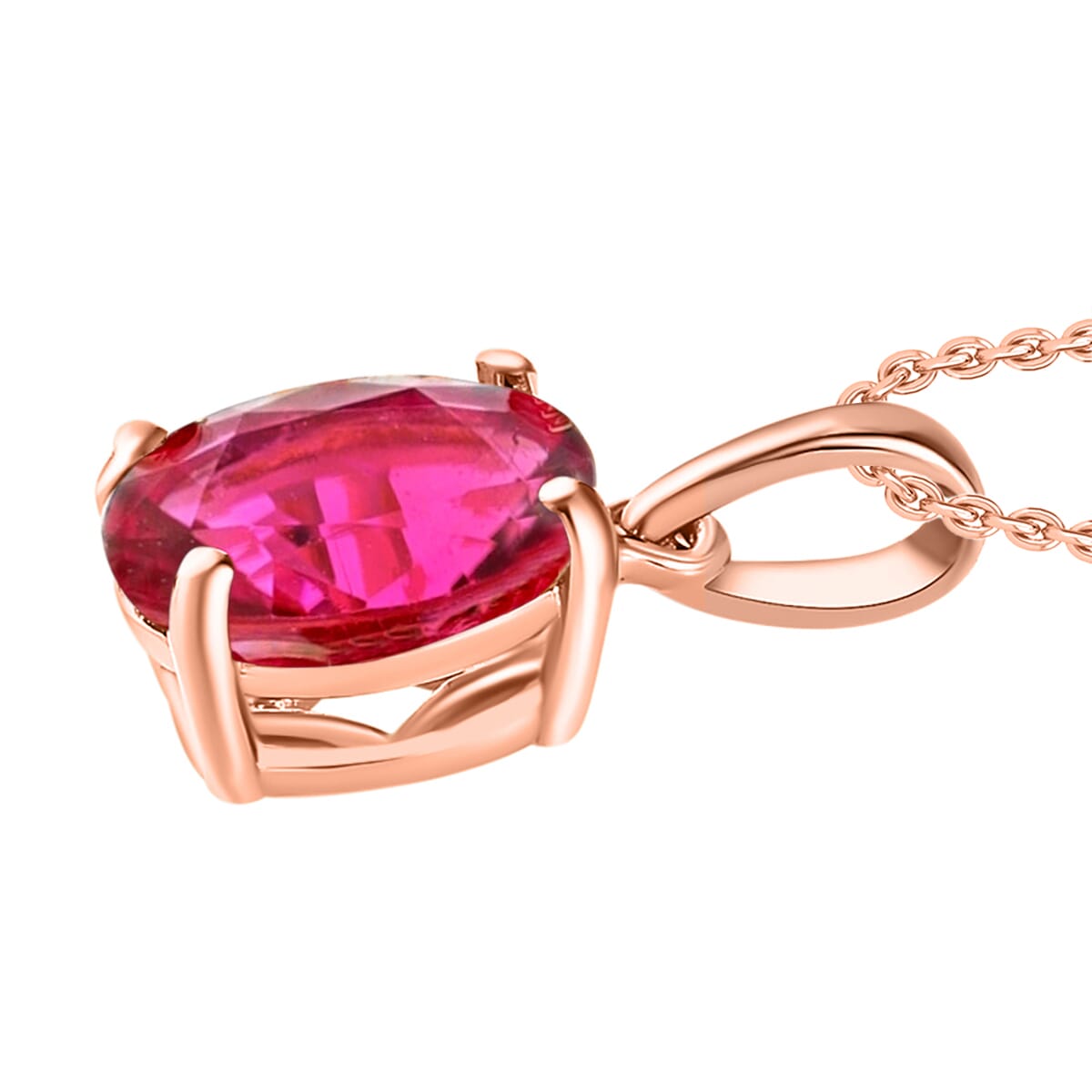 Ouro Fino Rubellite 2.50 ctw Solitaire Pendant Necklace 20 Inches in Vermeil Rose Gold Over Sterling Silver image number 2