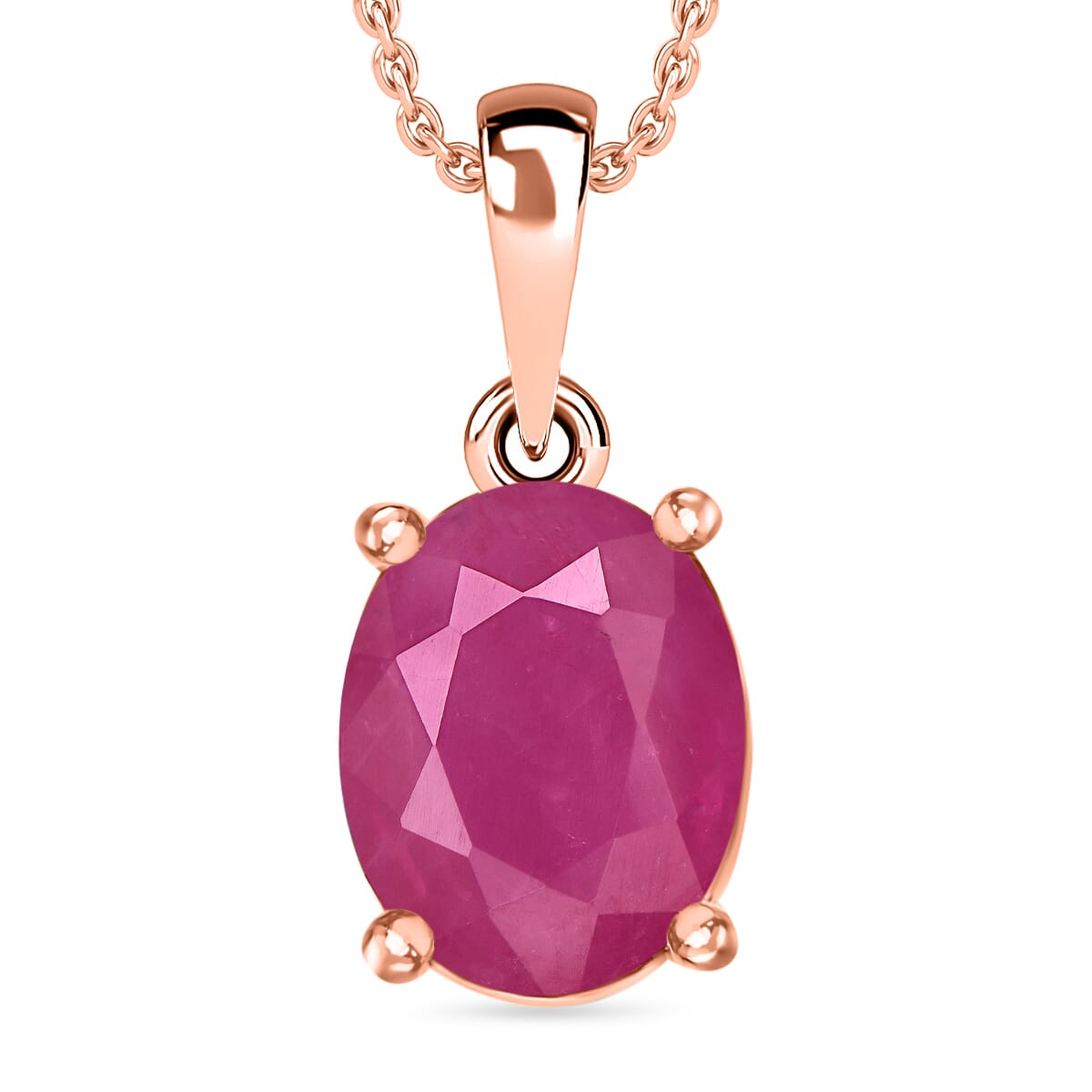 Rhapsody AAAA Mozambique Ruby 2.40 ctw Solitaire Pendant Necklace 20 Inches in 18K Rose Gold image number 0