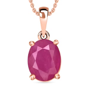 Rhapsody AAAA Mozambique Ruby 2.40 ctw Solitaire Pendant Necklace 20 Inches in 18K Rose Gold