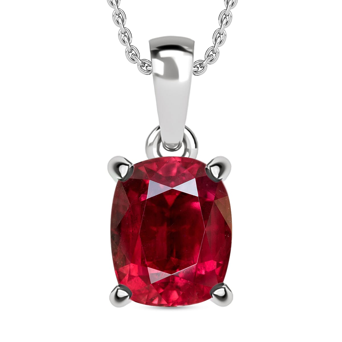 Luxoro Premium Ouro Fino Rubellite 3.20 ctw Solitaire Pendant Necklace 20 Inches in 14K White Gold image number 0