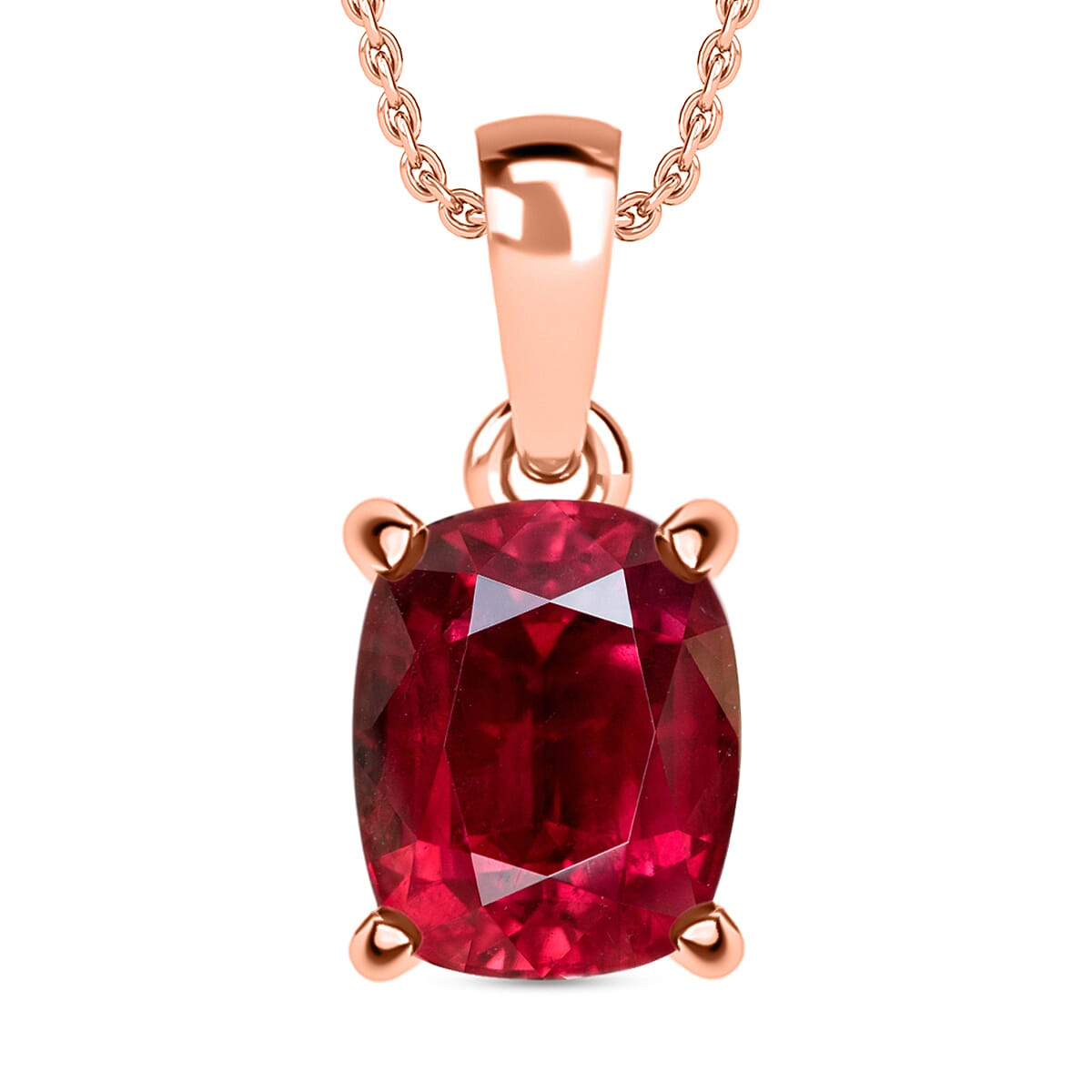 Luxoro Premium Ouro Fino Rubellite 3.20 ctw Solitaire Pendant Necklace 20 Inches in 14K Rose Gold image number 0
