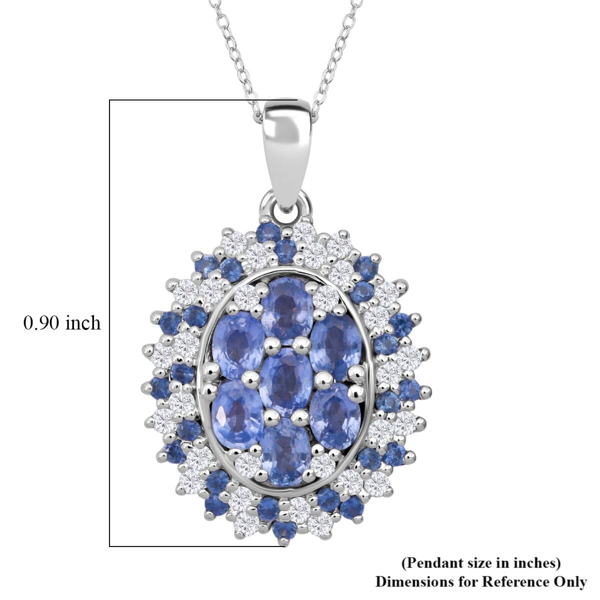Premium Ceylon Blue Sapphire and Moissanite 2.40 ctw Celestial Crown Pendant Necklace in Rhodium Over Sterling Silver 20 Inches image number 5
