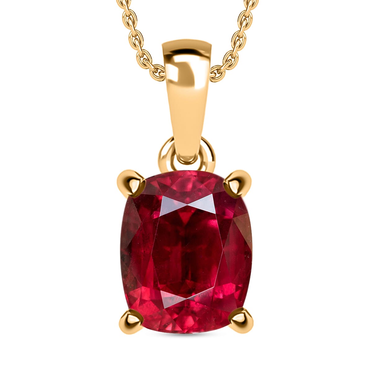 Rhapsody AAAA Ouro Fino Rubellite 3.20 ctw Solitaire Pendant Necklace 20 Inches in 18K Yellow Gold image number 0