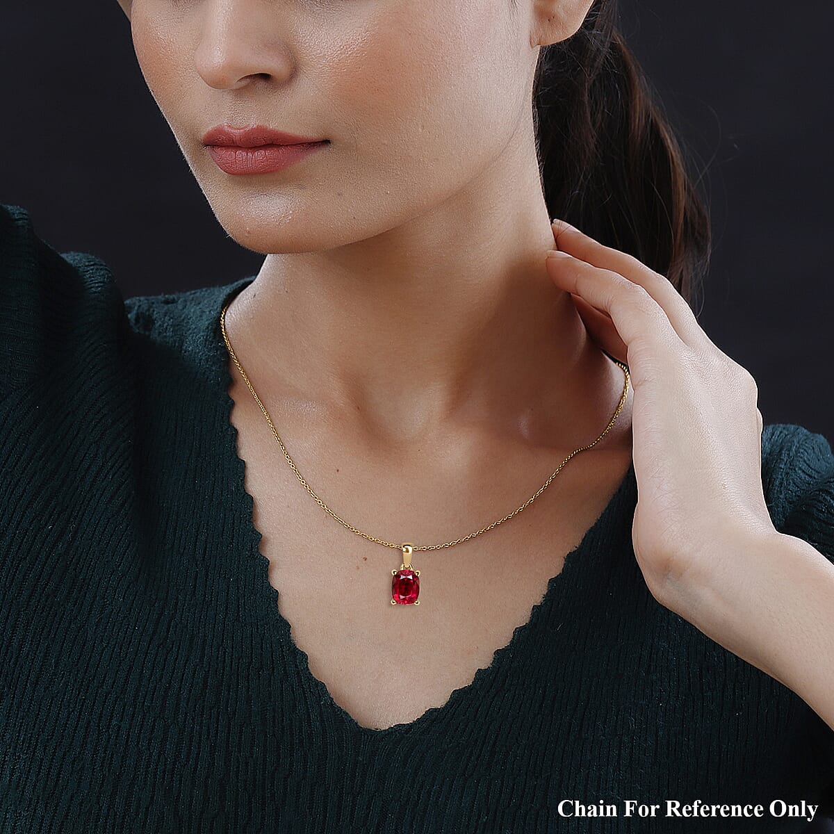 Rhapsody AAAA Ouro Fino Rubellite 3.20 ctw Solitaire Pendant Necklace 20 Inches in 18K Yellow Gold image number 1