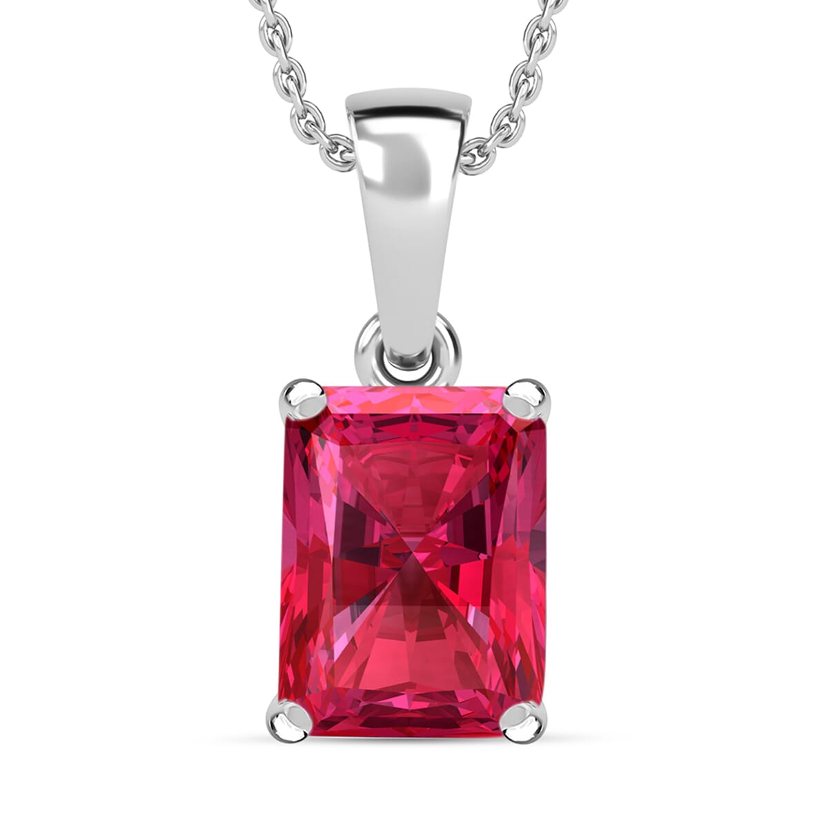 Ouro Fino Rubellite Solitaire Pendant Necklace 20 Inches in Platinum Over Sterling Silver 1.35 ctw image number 0