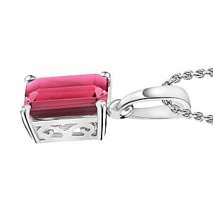 Ouro Fino Rubellite 1.35 ctw Solitaire Pendant Necklace 20 Inches in Platinum Over Sterling Silver (Del. in 10-12 Days)