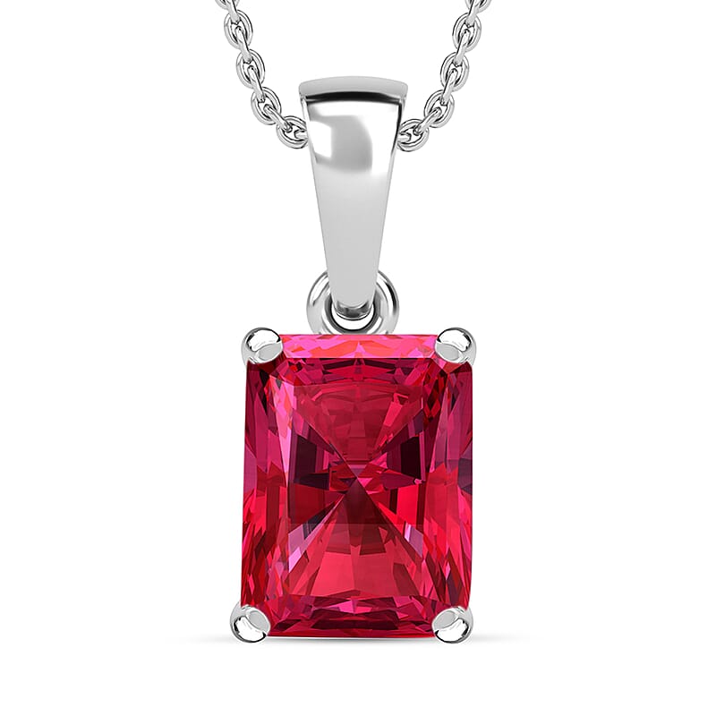 Luxoro 14K White Gold Premium Ouro Fino Rubellite Solitaire Pendant Necklace 20 Inches 1.35 ctw