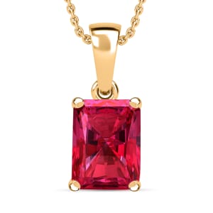 Luxoro 14K Yellow Gold Premium Ouro Fino Rubellite Solitaire Pendant Necklace 20 Inches 1.35 ctw