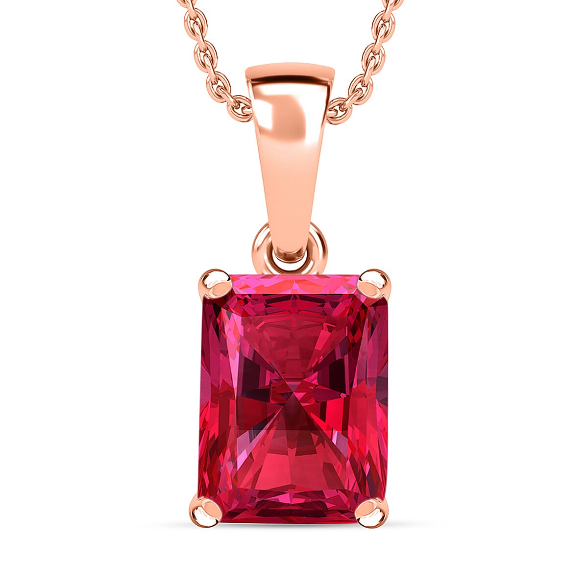 Rhapsody 18K Rose Gold AAAA Ouro Fino Rubellite Solitaire Pendant Necklace 20 Inches 1.35 ctw image number 0