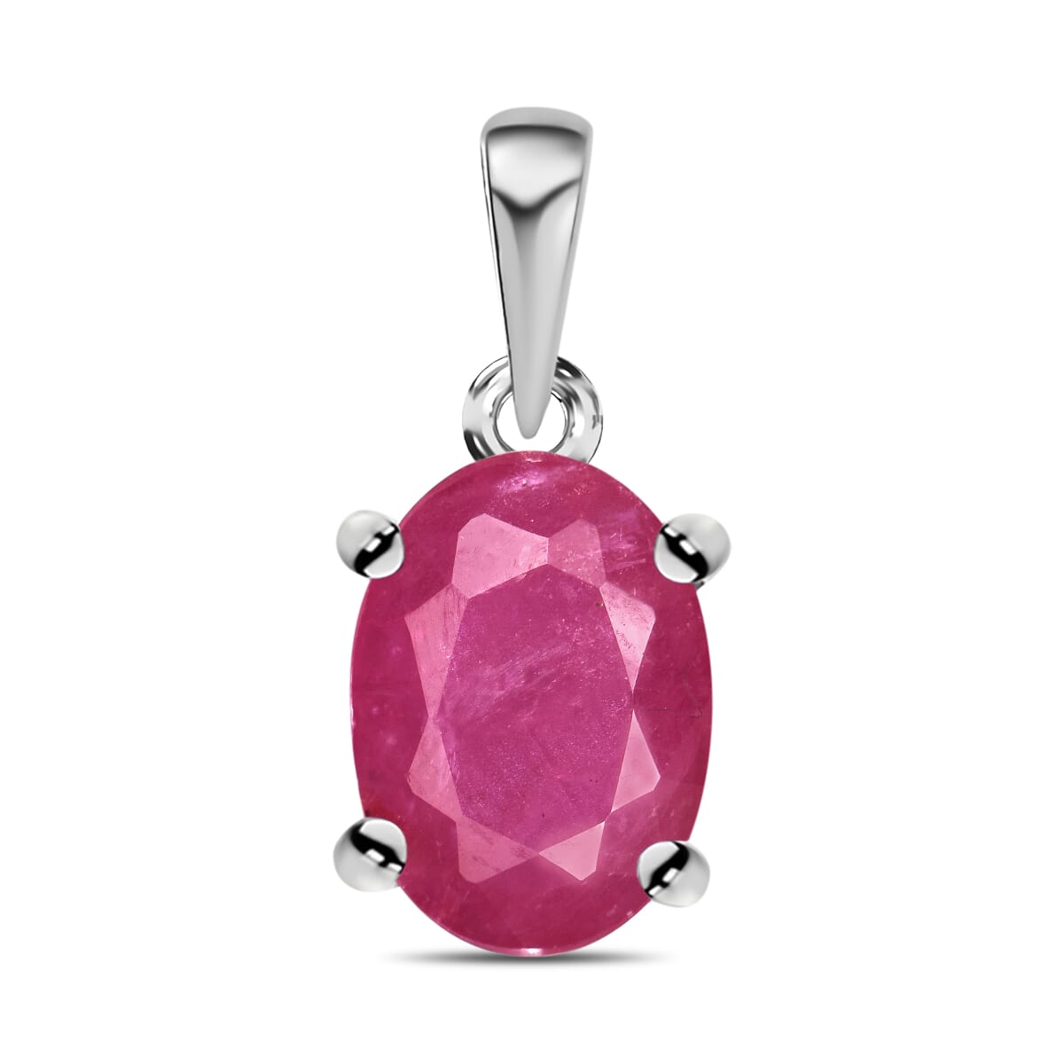 Luxoro Premium Mozambique Ruby Solitaire Pendant Necklace 20 Inches in 14K White Gold 1.10 ctw image number 0