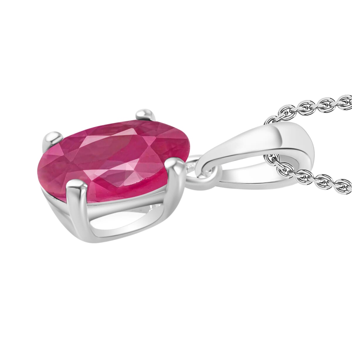 Luxoro Premium Mozambique Ruby Solitaire Pendant Necklace 20 Inches in 14K White Gold 1.10 ctw image number 2