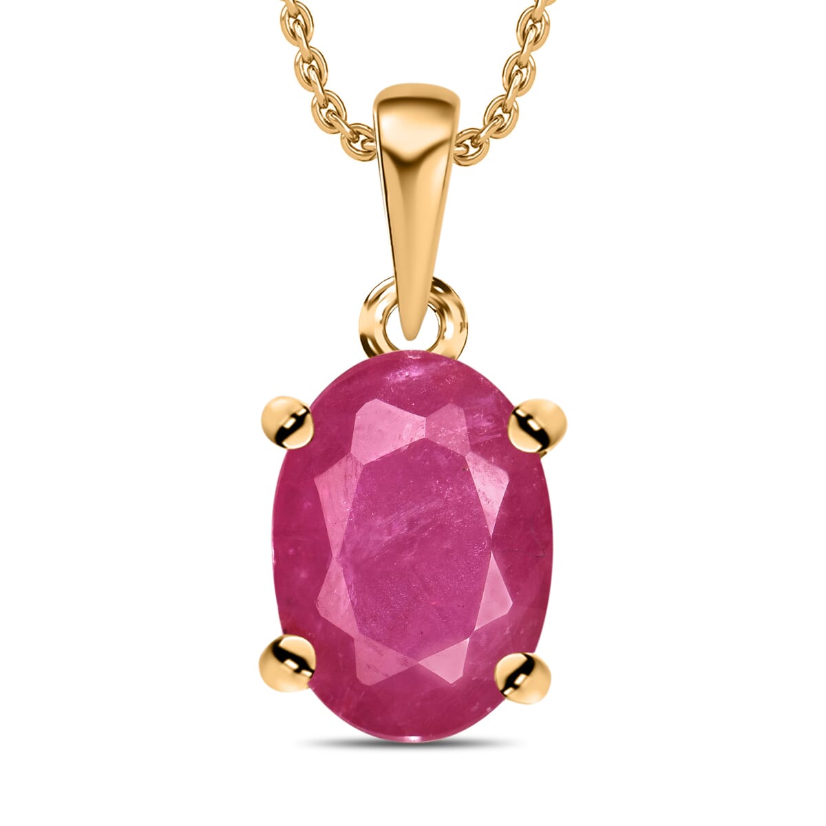 Luxoro Premium Mozambique Ruby Solitaire Pendant Necklace 20 Inches in 14K Yellow Gold 1.10 ctw image number 0