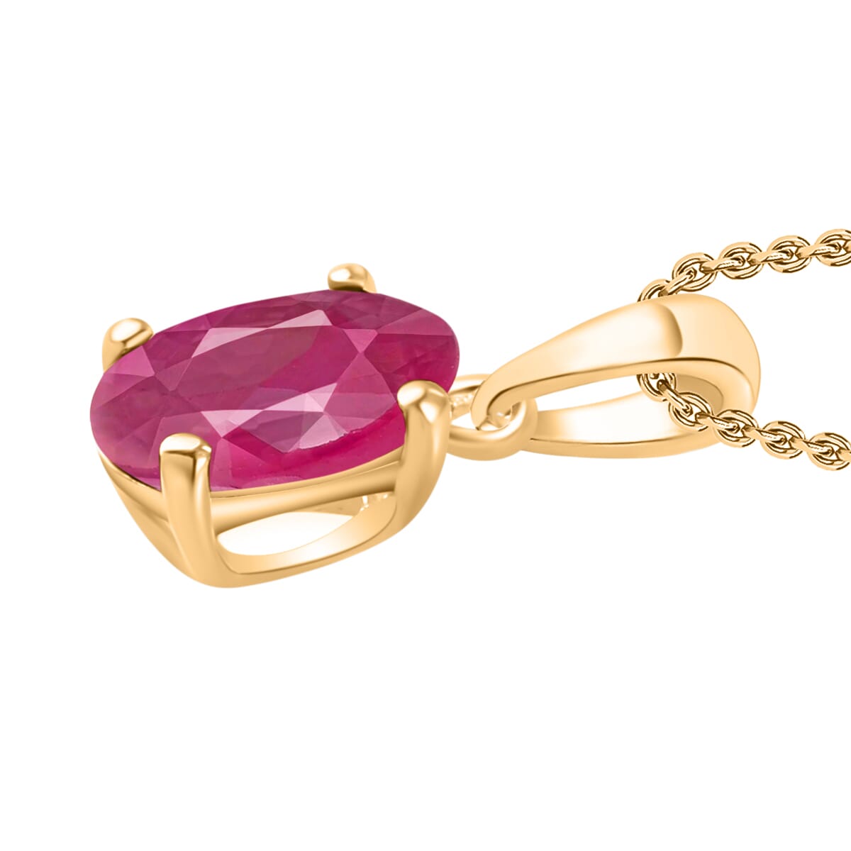 Luxoro Premium Mozambique Ruby Solitaire Pendant Necklace 20 Inches in 14K Yellow Gold 1.10 ctw image number 2