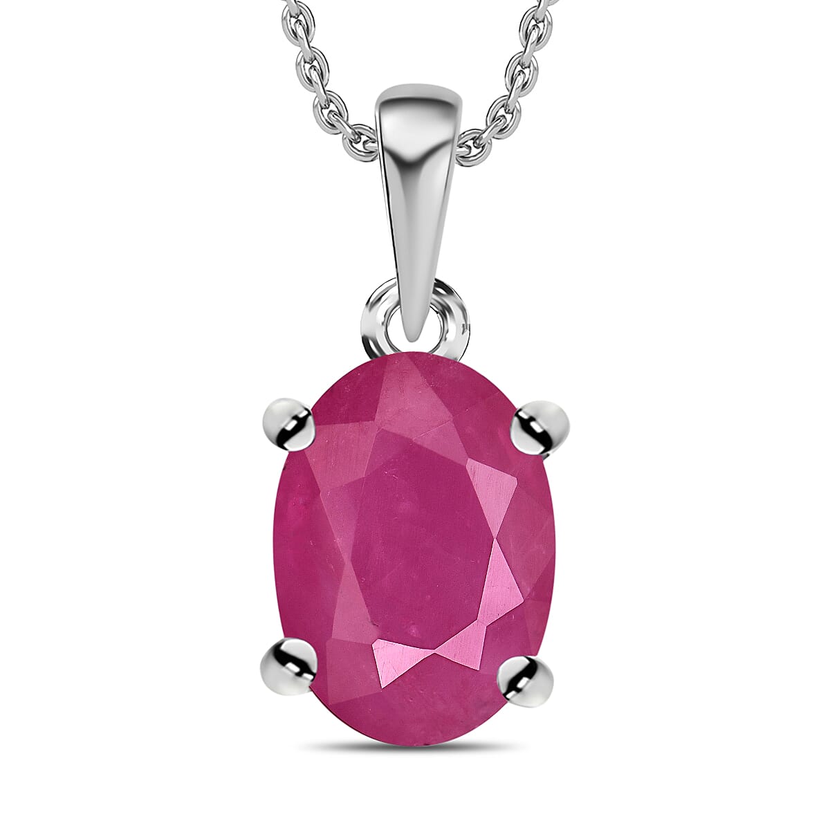 Rhapsody AAAA Mozambique Ruby 1.10 ctw Solitaire Pendant Necklace 20 Inches in 18K White Gold image number 0