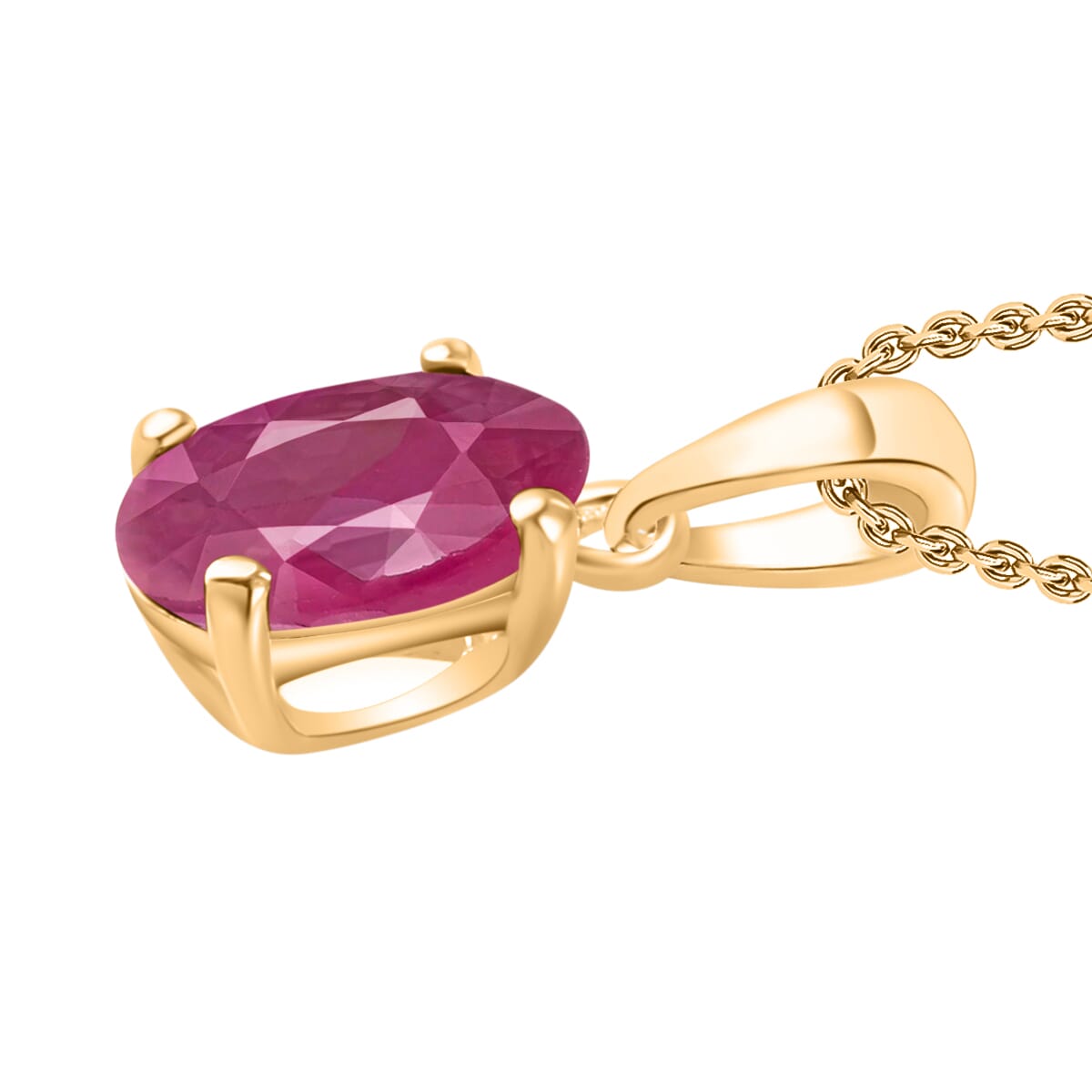 Rhapsody AAAA Mozambique Ruby 1.10 ctw Solitaire Pendant Necklace 20 Inches in 18K Yellow Gold image number 2